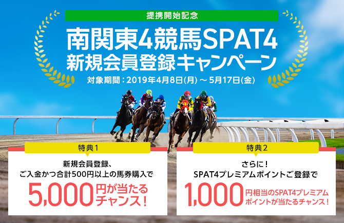 南関東4競馬SPAT4新規会員登録キャンペーン！