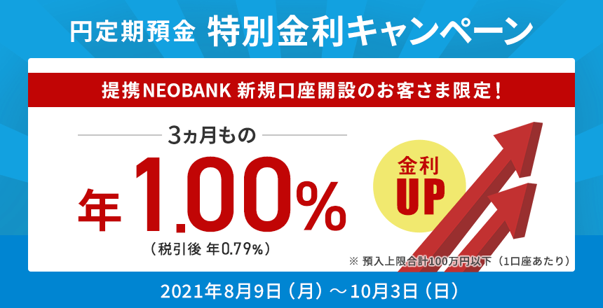 円定期預金特別金利キャンペーン Neobank 住信sbiネット銀行