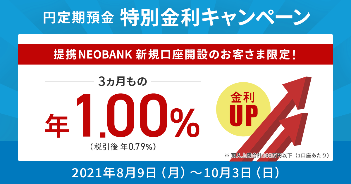 円定期預金特別金利キャンペーン Neobank 住信sbiネット銀行