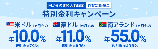 【円からのお預入れ限定】外貨定期預金１ヵ月もの 特別金利キャンペーン