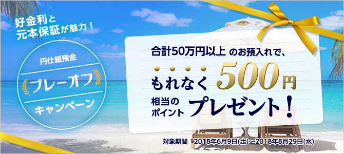 好金利と元本保証が魅力！円仕組預金「プレーオフ」キャンペーン