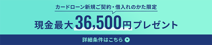 カードローン新規ご契約・借入れのかた限定 現金最大36,500円プレゼント