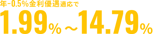 年-0.5%金利優遇適応で 1.99%～14.79%※