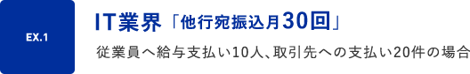 IT業界「他行宛振込月30回」従業員へ給与支払い10人、取引先への支払い20件の場合