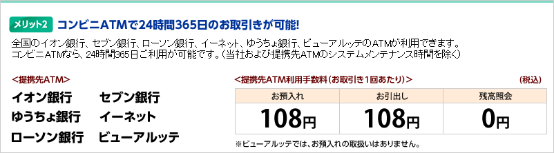 メリット2 コンビニATMで24時間365日のお取引が可能!